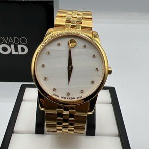 MOVADO Museum Classic Mother of Pearl Dial Gold Tone